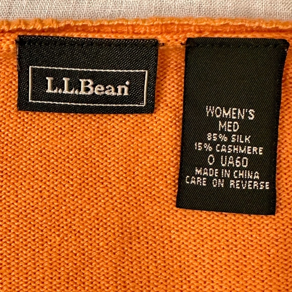 LLBean silk/cashmere orange cardigan sweater - Picture 3 of 6